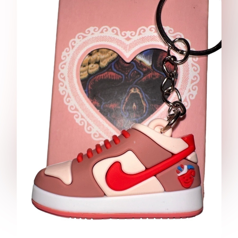 Strange Love đ â ď¸ Nike Pink, White, & Red High Top Key Chain,Bag Charm w/Box